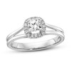 Thumbnail Image 0 of Diamond Halo Engagement Ring 1/2 ct tw Cushion/Round 14K White Gold