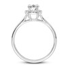 Thumbnail Image 1 of Diamond Halo Engagement Ring 1/2 ct tw Cushion/Round 14K White Gold