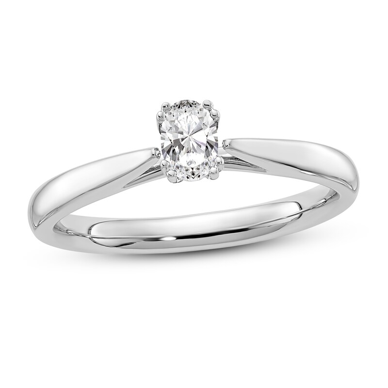 Diamond Solitaire Engagement Ring 1/3 ct tw Oval 14K White Gold (I1/I)