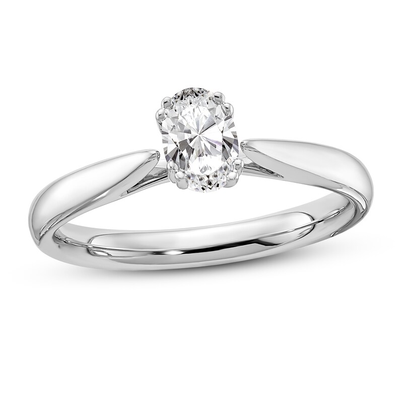 Diamond Solitaire Engagement Ring 1/2 ct tw Oval 14K White Gold (I1/I)