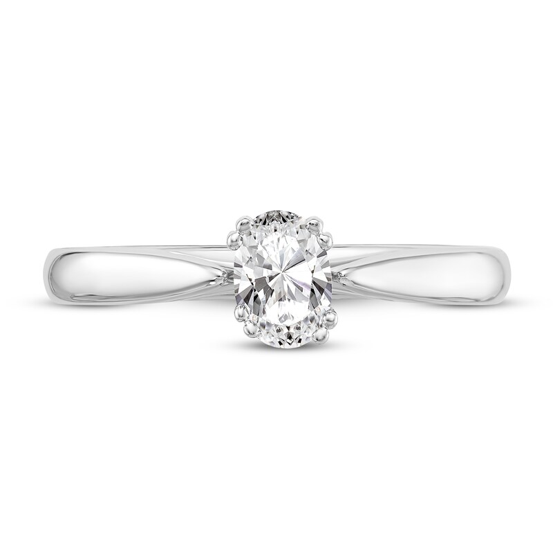 Diamond Solitaire Engagement Ring 1/2 ct tw Oval 14K White Gold (I1/I)