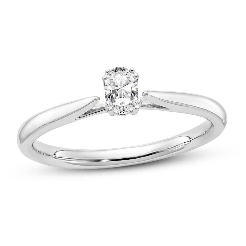 Diamond Solitaire Engagement Ring 1/4 ct tw Oval 14K White Gold (I1/I)