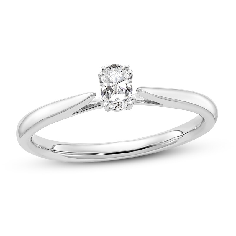 Diamond Solitaire Engagement Ring 1/4 ct tw Oval 14K White Gold (I1/I)