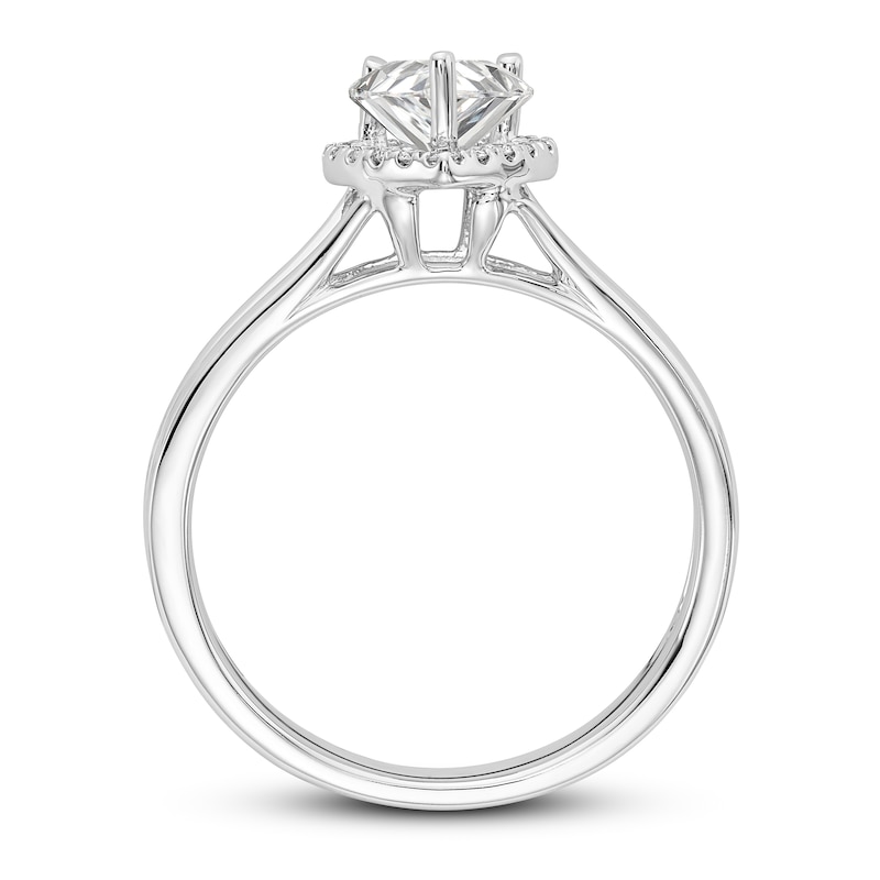 Diamond Halo Engagement Ring 1/2 ct tw Heart/Round 14K White Gold