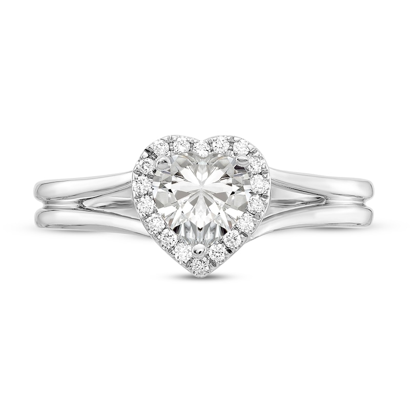 Diamond Halo Engagement Ring 1/2 ct tw Heart/Round 14K White Gold