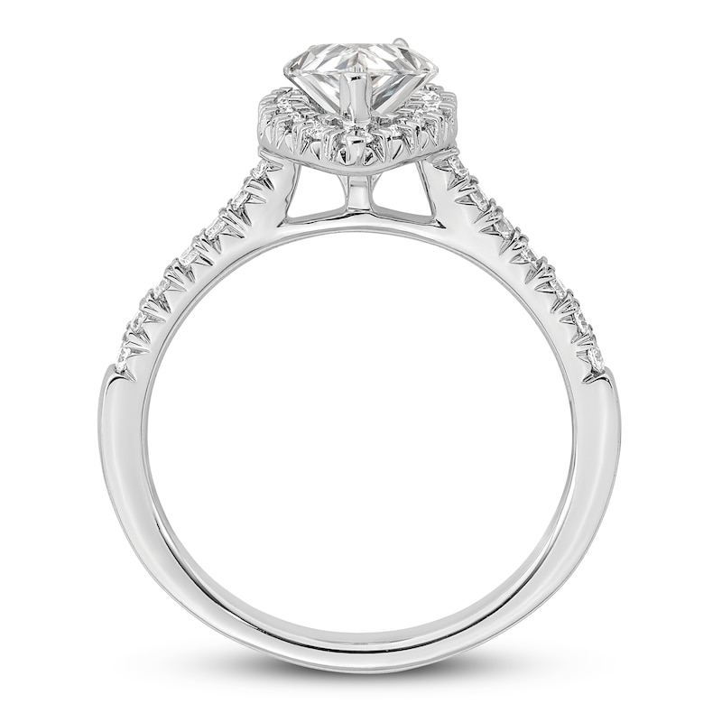 Diamond Halo Engagement Ring 3/4 ct tw Pear-shaped 14K White Gold