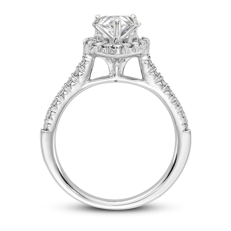 Diamond Halo Engagement Ring 5/8 ct tw Heart/Round 14K White Gold