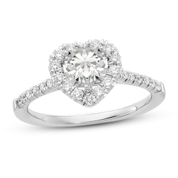 Diamond Halo Engagement Ring 1 ct tw Heart/Round 14K White Gold