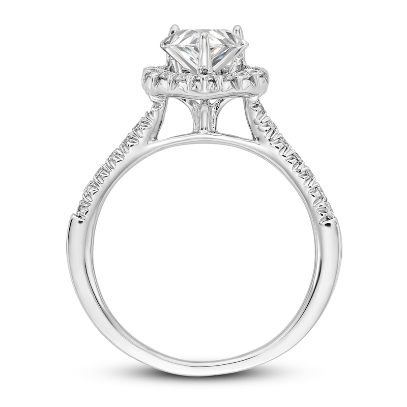Main Image 2 of Diamond Halo Engagement Ring 1 ct tw Heart/Round 14K White Gold