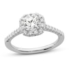 Thumbnail Image 0 of Diamond Halo Engagement Ring 7/8 ct tw Cushion/Round 14K White Gold