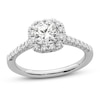 Thumbnail Image 1 of Diamond Halo Engagement Ring 7/8 ct tw Cushion/Round 14K White Gold
