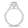 Thumbnail Image 1 of Diamond Halo Engagement Ring 7/8 ct tw Cushion/Round 14K White Gold