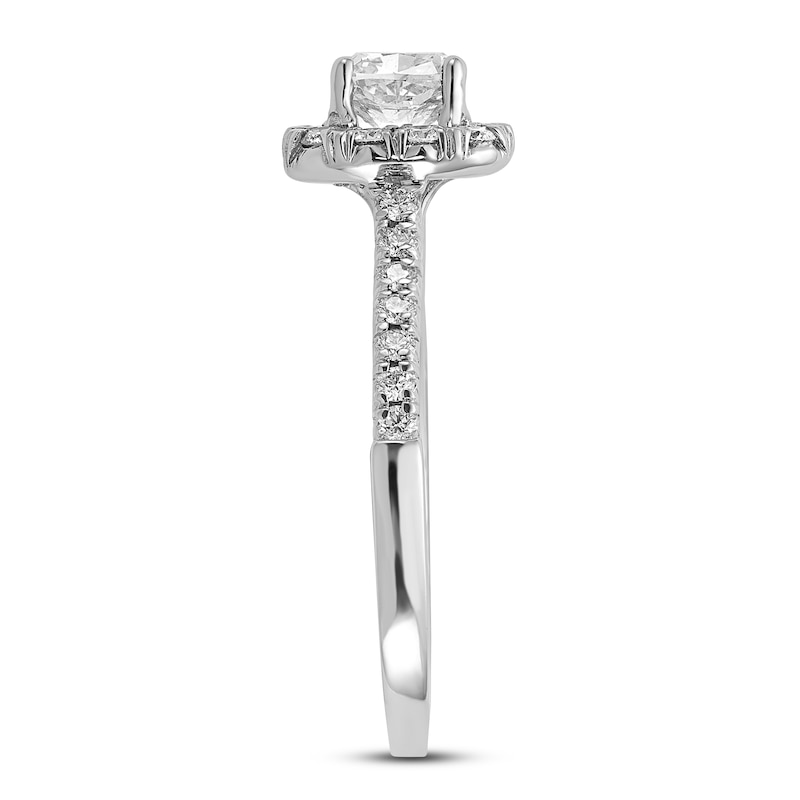 Main Image 2 of Diamond Engagement Ring 1 ct tw Cushion/Round 14K White Gold