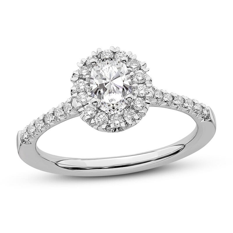 Diamond Engagement Ring 3/4 ct tw Oval/Round 14K White Gold