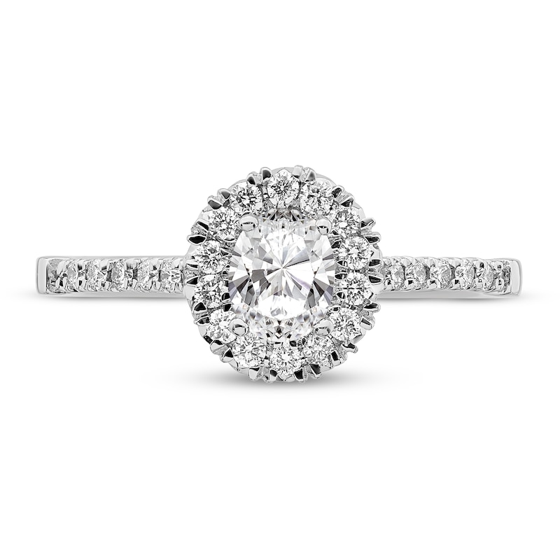 Diamond Engagement Ring 3/4 ct tw Oval/Round 14K White Gold