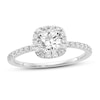 Diamond Engagement Ring 7/8 ct tw Cushion/Round 14K White Gold