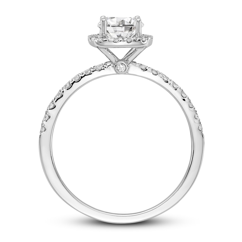 Main Image 2 of Diamond Engagement Ring 7/8 ct tw Cushion/Round 14K White Gold