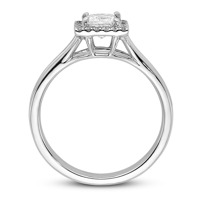 Main Image 3 of Diamond Engagement Ring 1/2 ct tw Princess/Round 14K White Gold