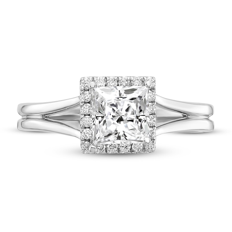 Diamond Solitaire Engagement Ring 7/8 ct tw Princess 14K White Gold