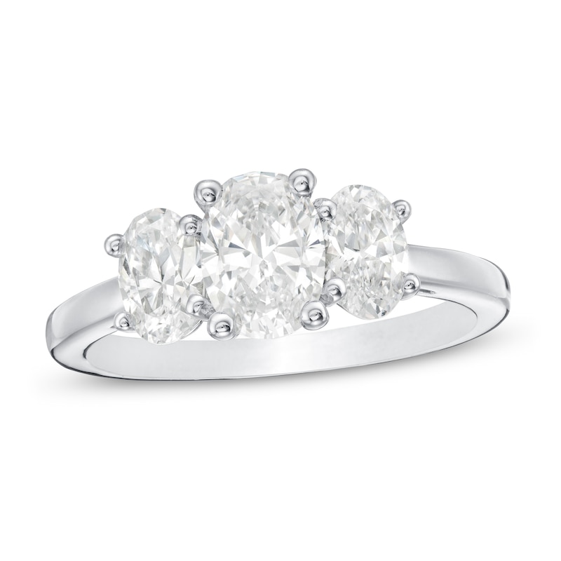 Main Image 1 of Lab-Grown Diamond Engagement Ring 2 ct tw Oval 14K White Gold