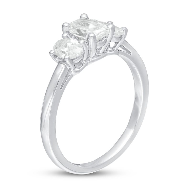 Main Image 2 of Lab-Grown Diamond 3-Stone Engagement Ring 1-1/2 ct tw Oval 14K White Gold