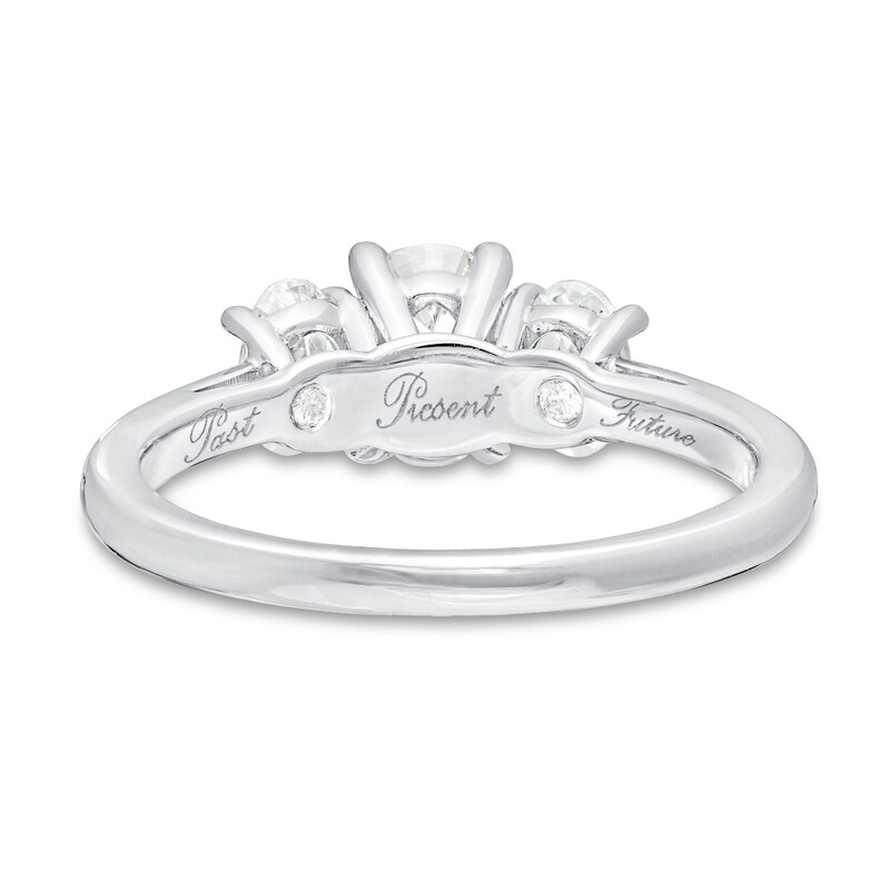 Main Image 3 of Lab-Grown Diamond 3-Stone Engagement Ring 1-1/2 ct tw Oval 14K White Gold
