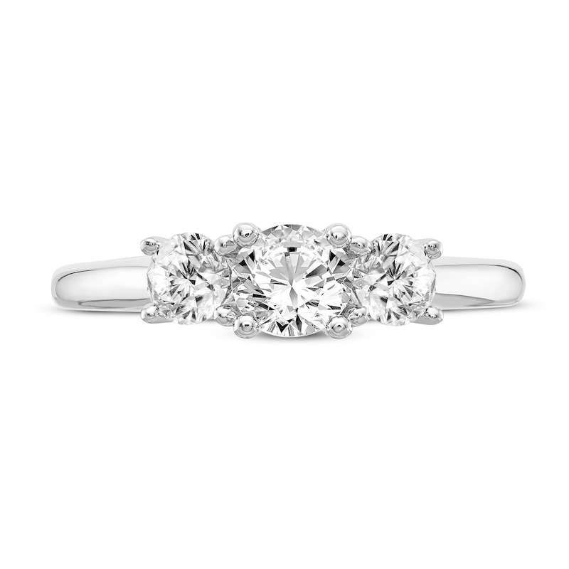 Main Image 3 of Diamond 3-Stone Engagement Ring 7/8 ct tw Round 14K White Gold