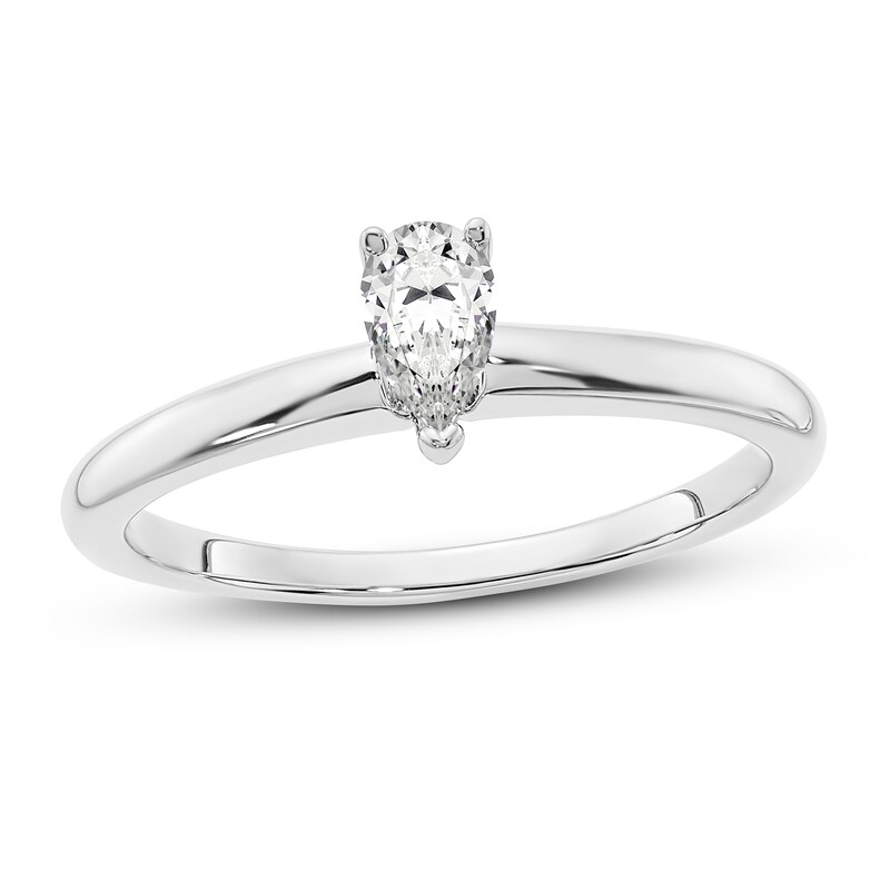 Diamond Solitaire Engagement Ring 1/3 ct tw Pear-shaped 14K White Gold (I1/I)