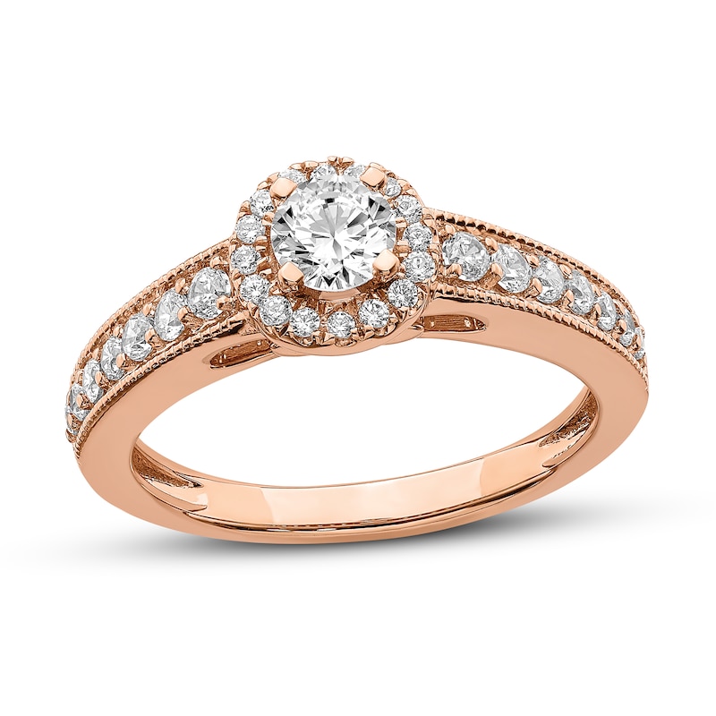 Main Image 1 of Diamond Engagement Ring 5/8 ct tw Round 14K Rose Gold
