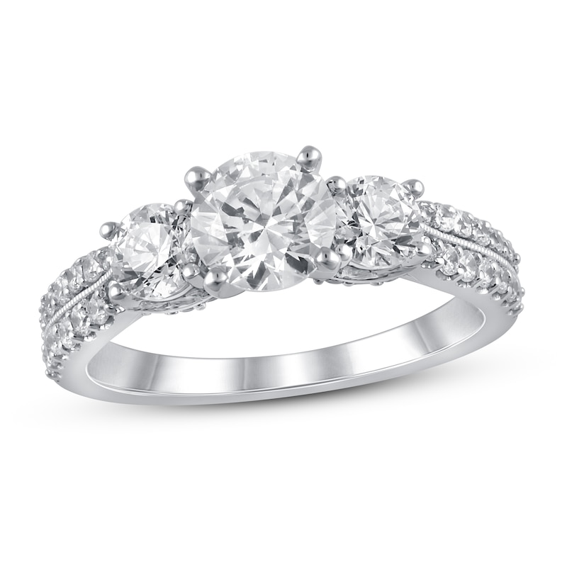 Diamond Engagement Ring 2 ct tw Round 14K White Gold