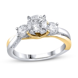 Diamond Engagement Ring 1-5/8 ct tw Round 14K Two-Tone Gold