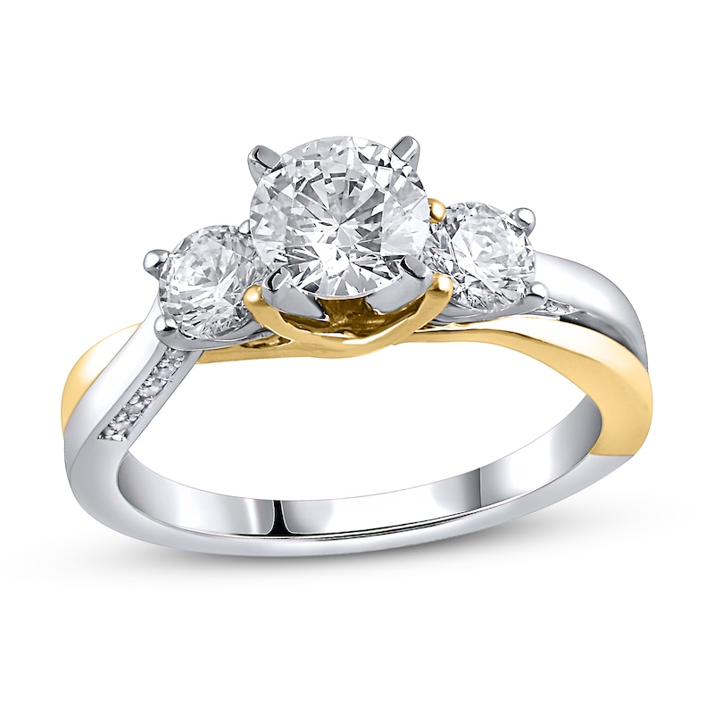 Diamond Engagement Ring 1-5/8 ct tw Round 14K Two-Tone Gold