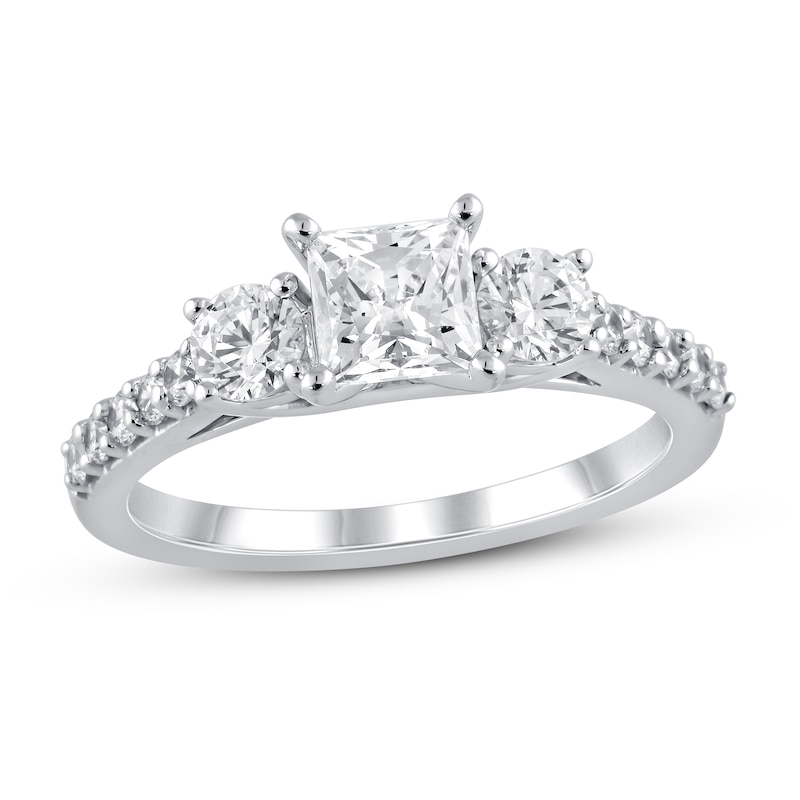 Main Image 1 of Diamond Engagement Ring 1-1/3 ct tw Princess/Round 14K White Gold