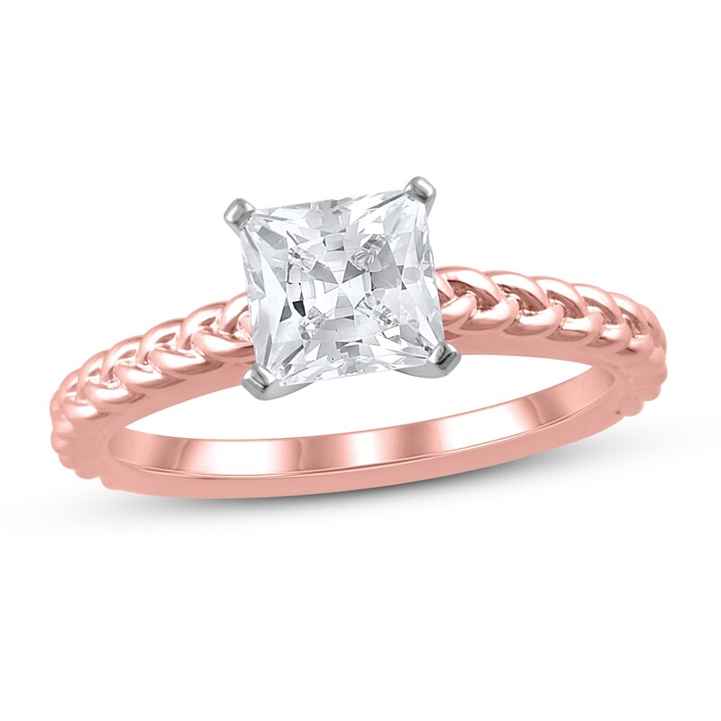 Diamond Engagement Ring 1 ct tw Princess 14K Rose Gold (SI2/I) with 360
