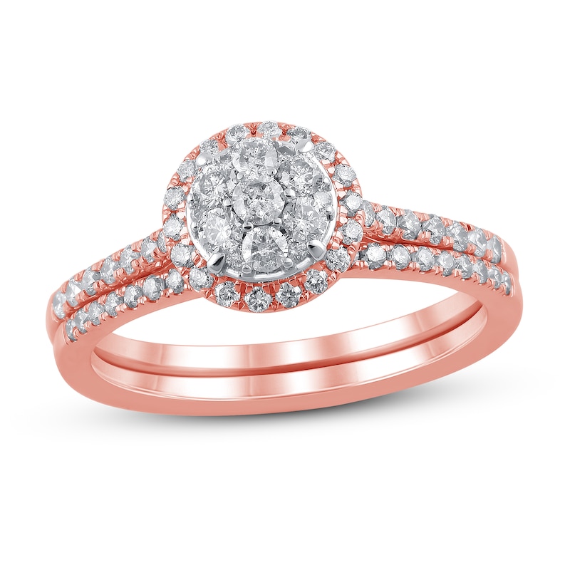 Diamond Bridal Set 1/2 ct tw Round 14K Rose Gold