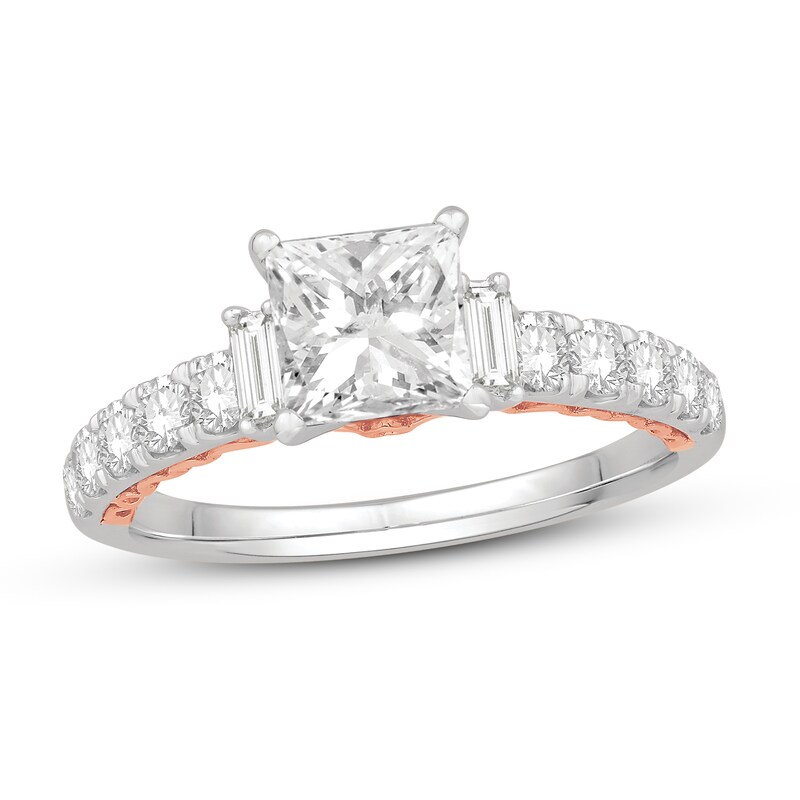Main Image 1 of Diamond Engagement Ring 1-5/8 ct tw Princess 14K Two-Tone Gold
