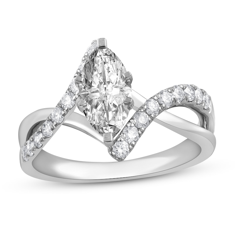 Diamond Engagement Ring 1-1/3 ct tw Marquise 14K White Gold with 360