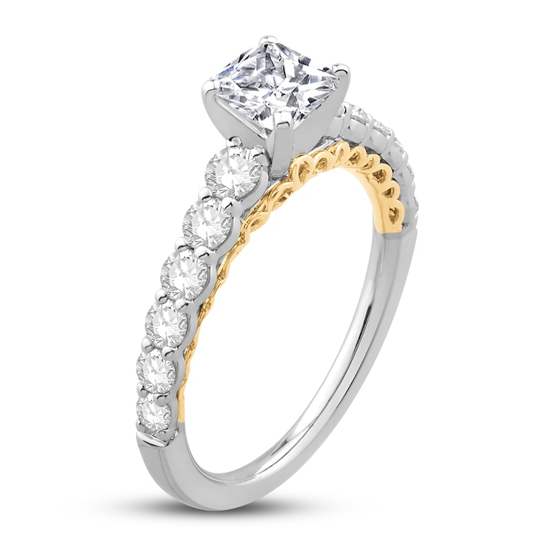 Main Image 2 of Diamond Engagement Ring 1-3/8 ct tw Princess 14K Two-Tone Gold