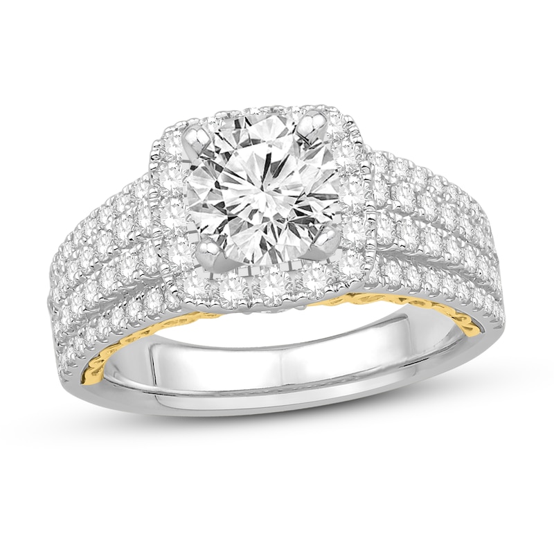 Main Image 1 of Diamond Engagement Ring 2-3/8 ct tw Round 14K Two-Tone Gold
