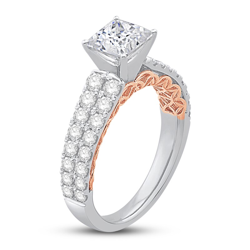 Main Image 2 of Diamond Engagement Ring 2-1/5 ct tw Princess/Round 14K Two-Tone Gold