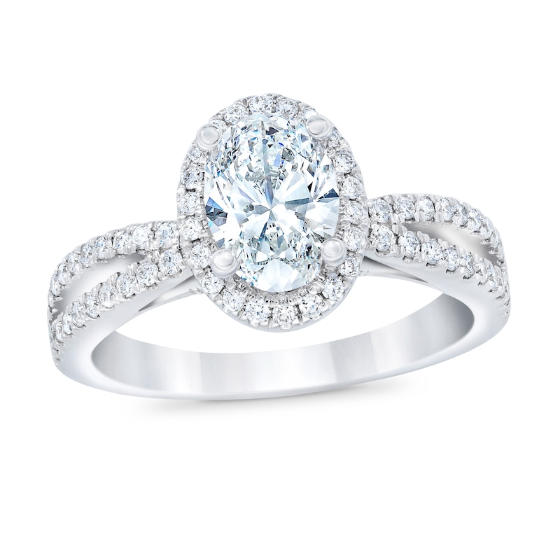 Royal Asscher Aiko Diamond Engagement Ring 1 3/8 ct tw Oval14K White ...