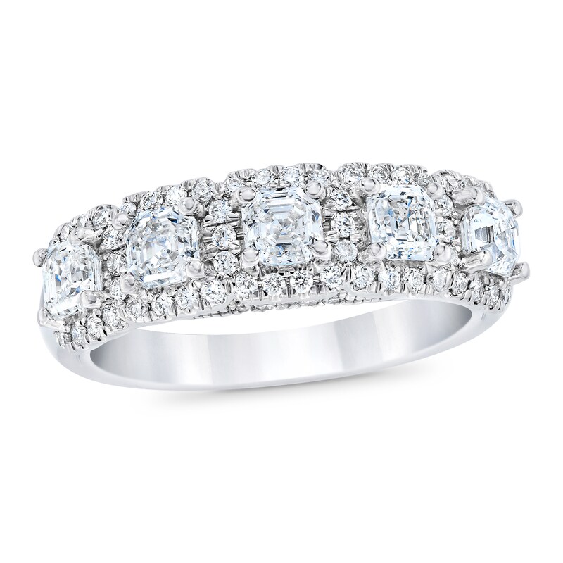 Royal Asscher Akiko 5 Stone Diamond Ring 1 1 2 Ct Tw Asscher Cut 14k White Gold Jared