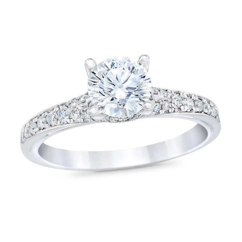 Royal Asscher Sophie Diamond Engagement Ring 1 1 4 Ct Tw Round 14k White Gold Jared