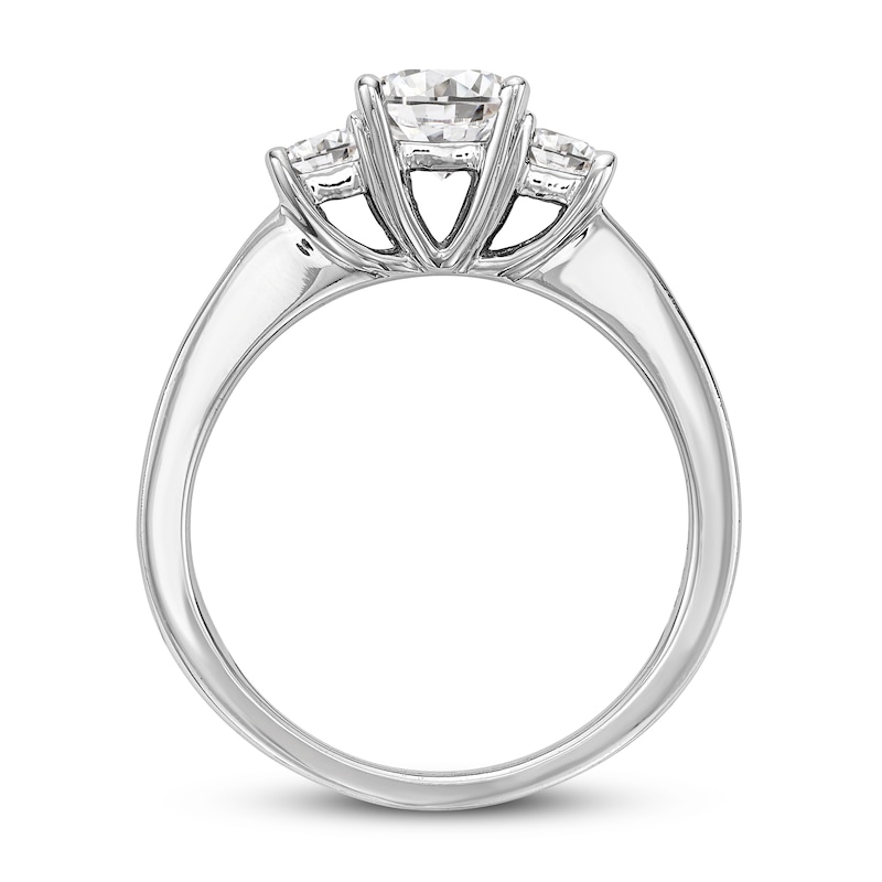 Main Image 2 of Diamond 3-Stone Engagement Ring 1-1/6 ct tw Princess-cut 14K White Gold
