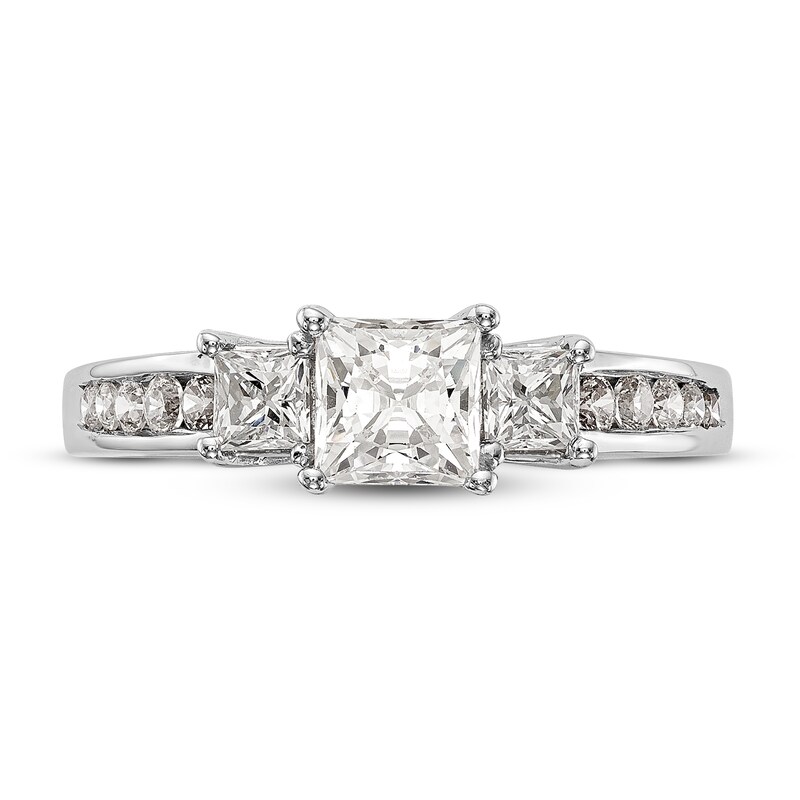 Diamond 3-Stone Engagement Ring 1-1/6 ct tw Princess-cut 14K White Gold