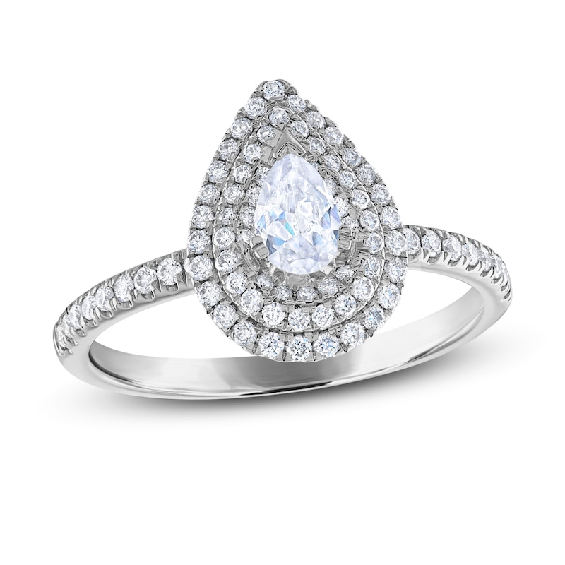 Main Image 1 of Diamond Engagement Ring 3/4 ct tw Round/Pear-shaped 14K White Gold