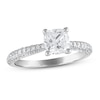 Thumbnail Image 0 of Diamond Engagement Ring 1-3/8 ct tw Cushion/Round 14K White Gold