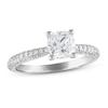 Thumbnail Image 1 of Diamond Engagement Ring 1-3/8 ct tw Cushion/Round 14K White Gold