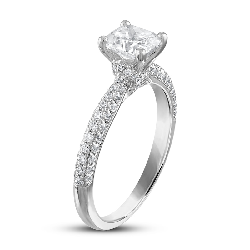 Diamond Engagement Ring 1-3/8 ct tw Cushion/Round 14K White Gold