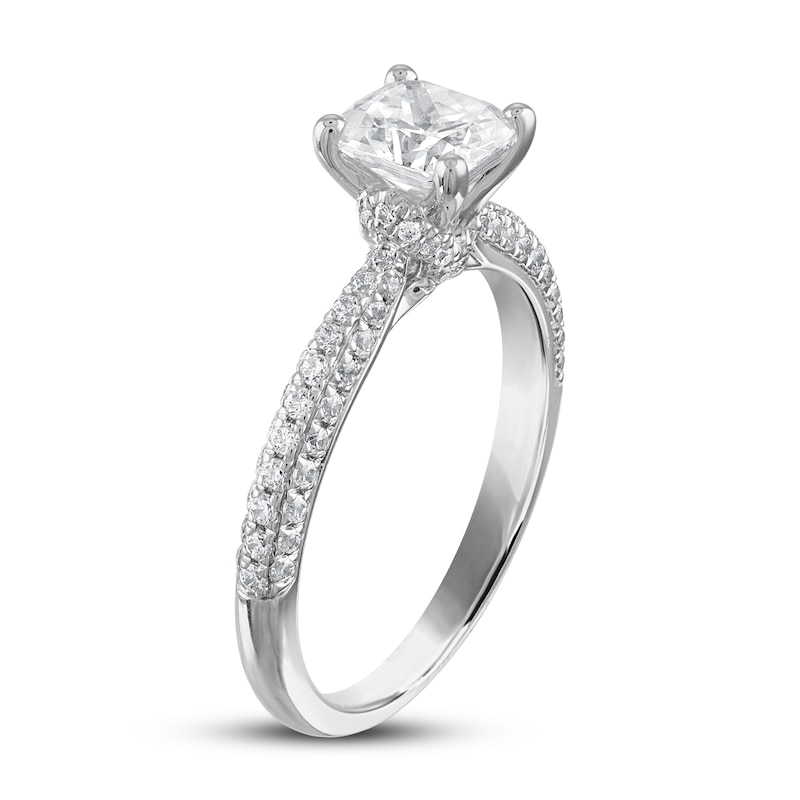 Main Image 2 of Diamond Engagement Ring 1-3/8 ct tw Cushion/Round 14K White Gold